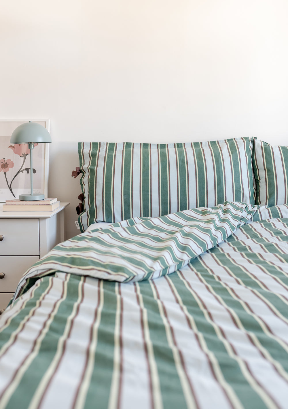 Cotton Duvet Cover in Blue Stripe by TBCo featuring soft crisp stripes on cotton poplin with delicate tie closures