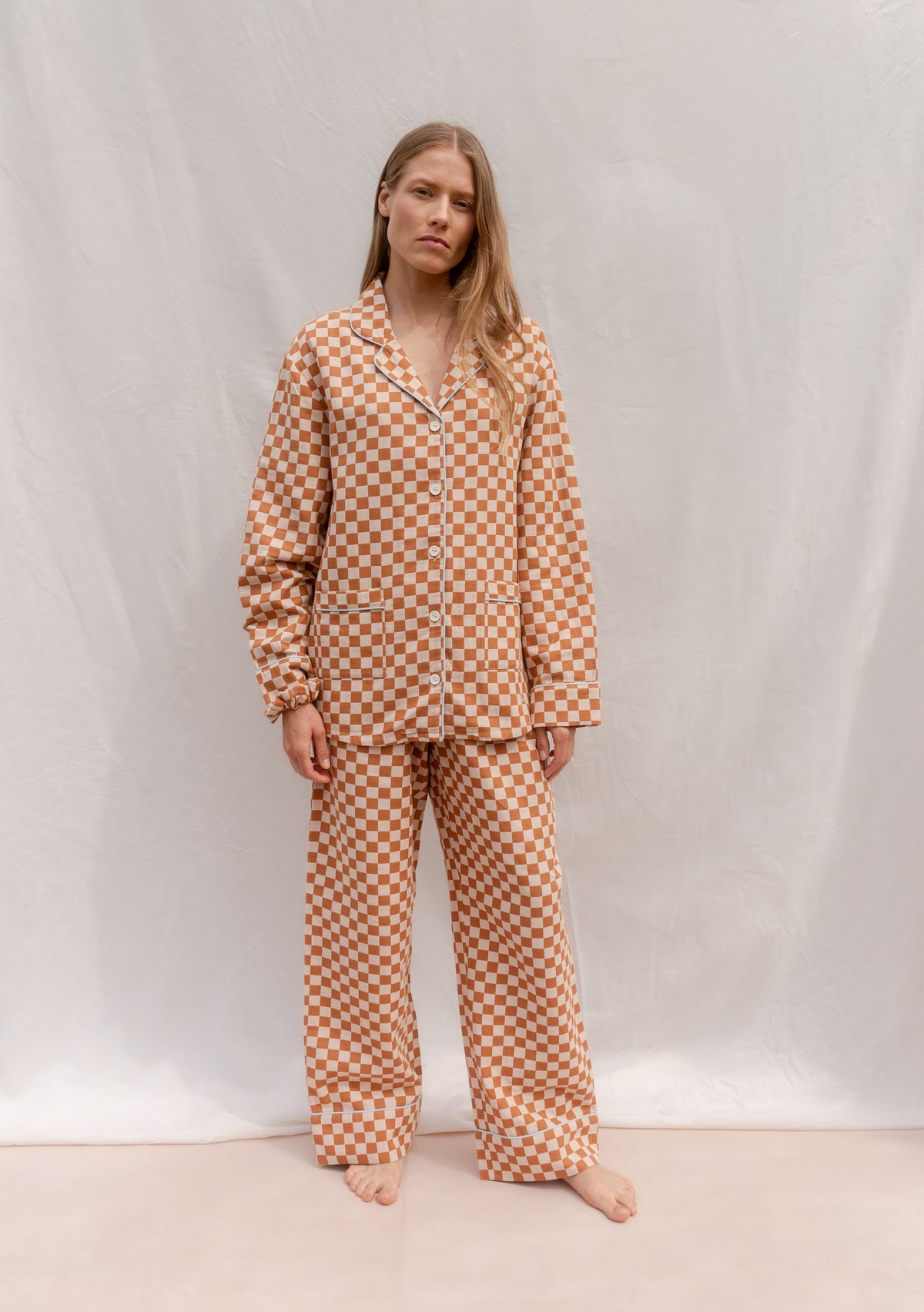 Cotton Pajamas in Honey Checkerboard