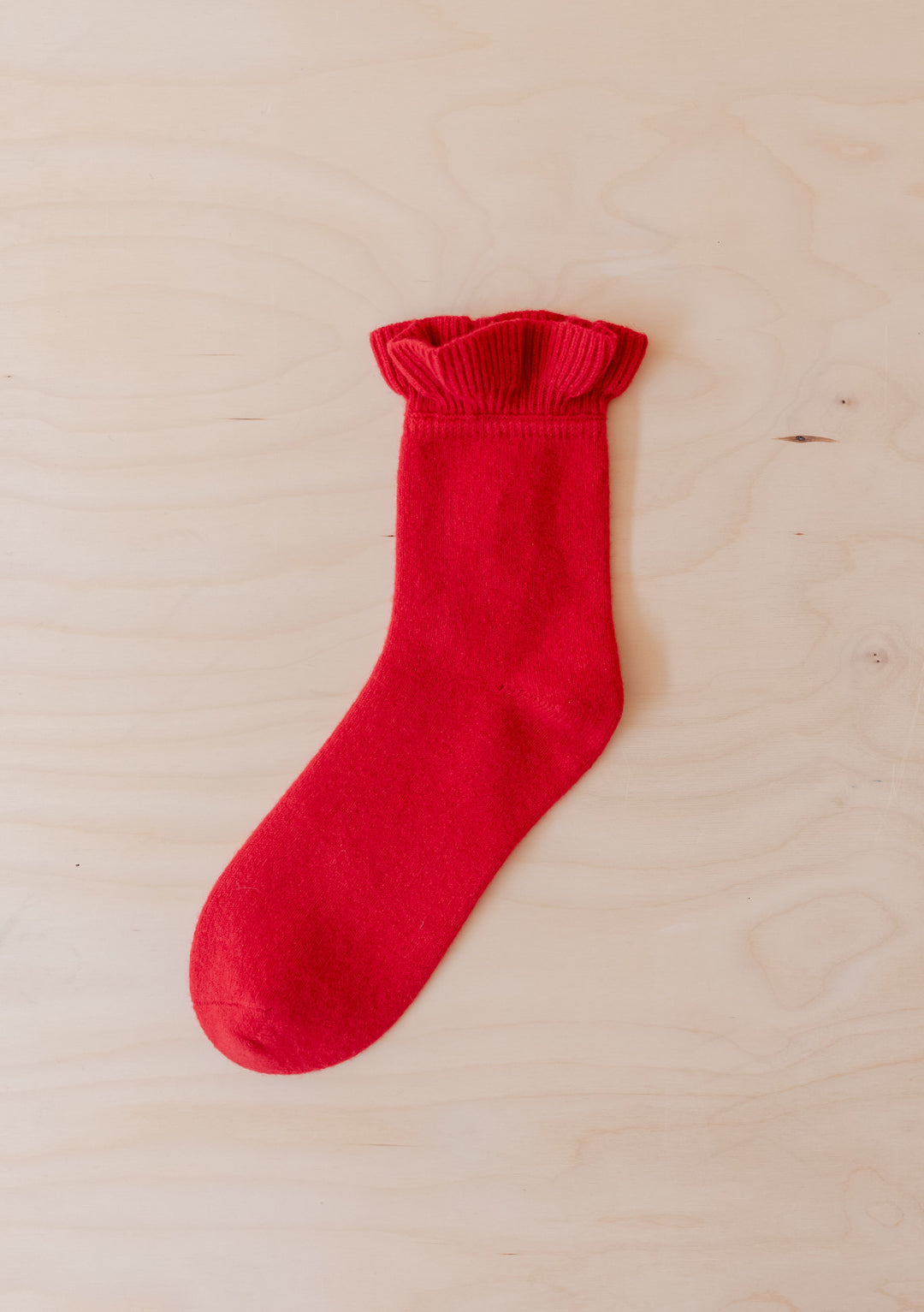 Chaussettes en laine mérinos à volants rouges