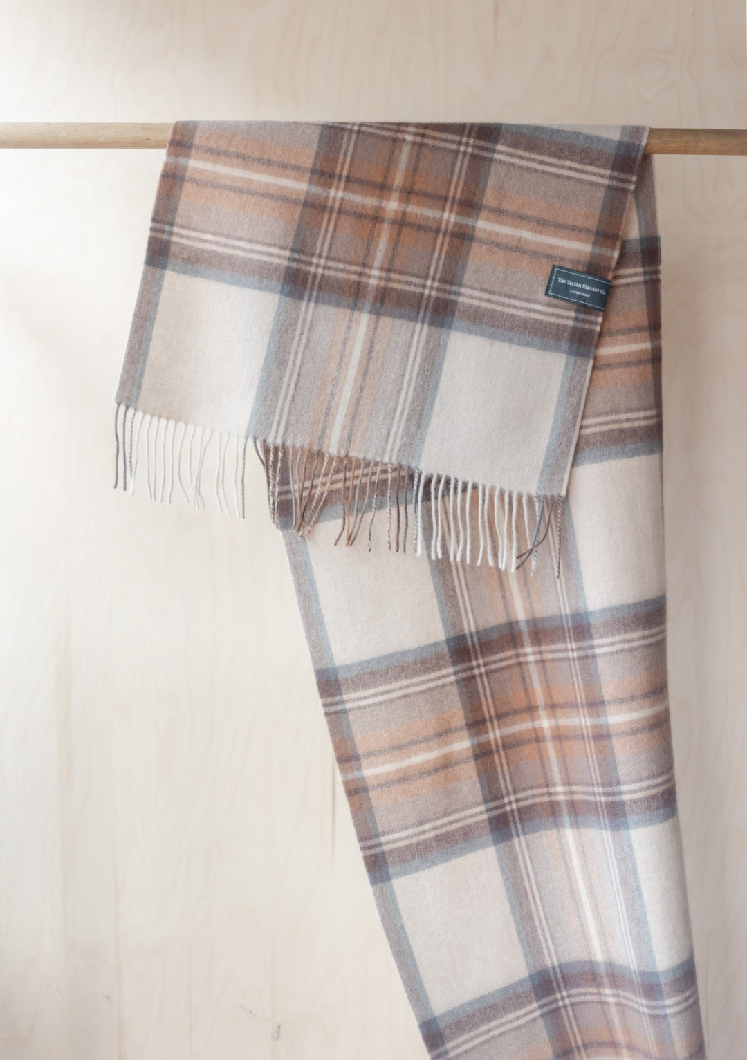 Lambswool Oversized Scarf in Stewart Natural Dress Tartan - TBCo