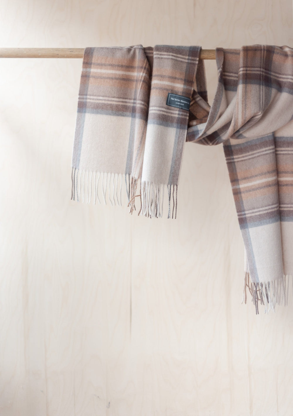 Lambswool Oversized Scarf in Stewart Natural Dress Tartan - TBCo