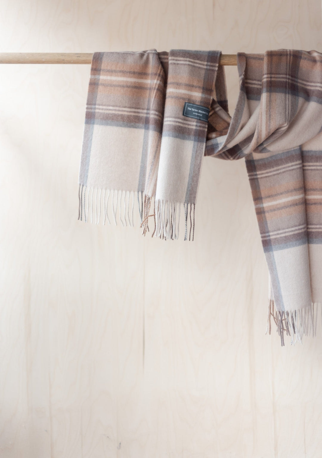 Lambswool Oversized Scarf in Stewart Natural Dress Tartan - TBCo