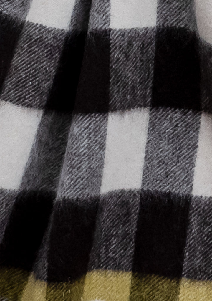 TBCo Lambswool Blanket Scarf in Monochrome Gingham featuring black and white check pattern with soft textured weave