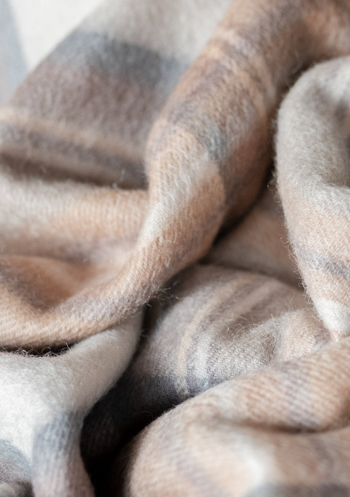 Lambswool Oversized Scarf in Stewart Natural Dress Tartan - TBCo