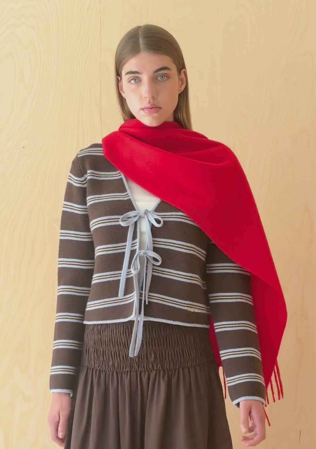 Lambswool Oversized Scarf in Red