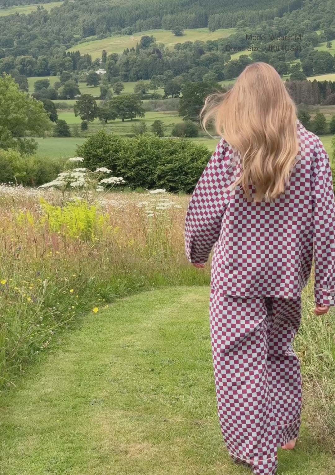 Cotton Pajamas in Blue Checkerboard