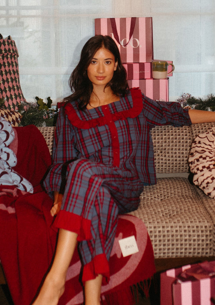 Cotton Pyjamas in Navy Tartan