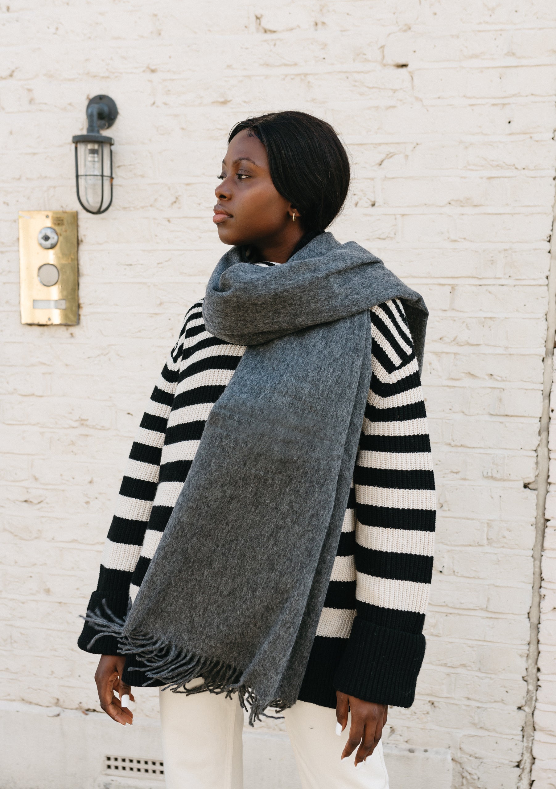 Lambswool Blanket Scarf in Charcoal Melange – TBCo