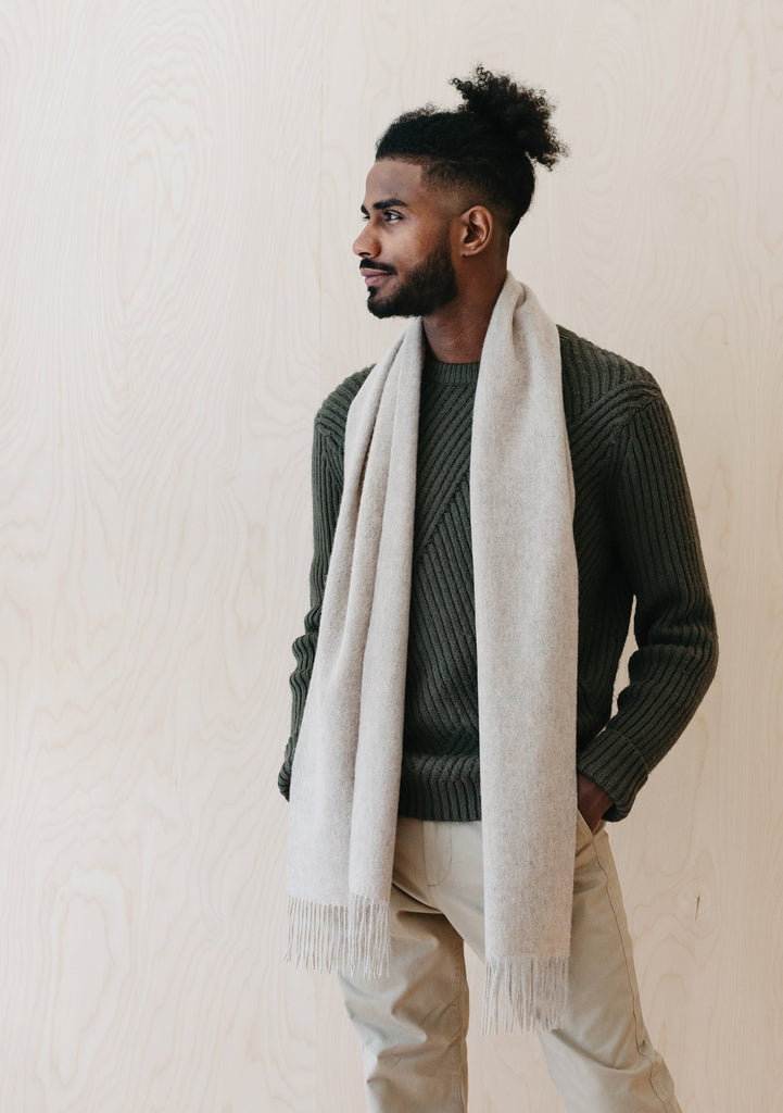 Men's Lambswool Scarf in Oatmeal Melange – TBCo