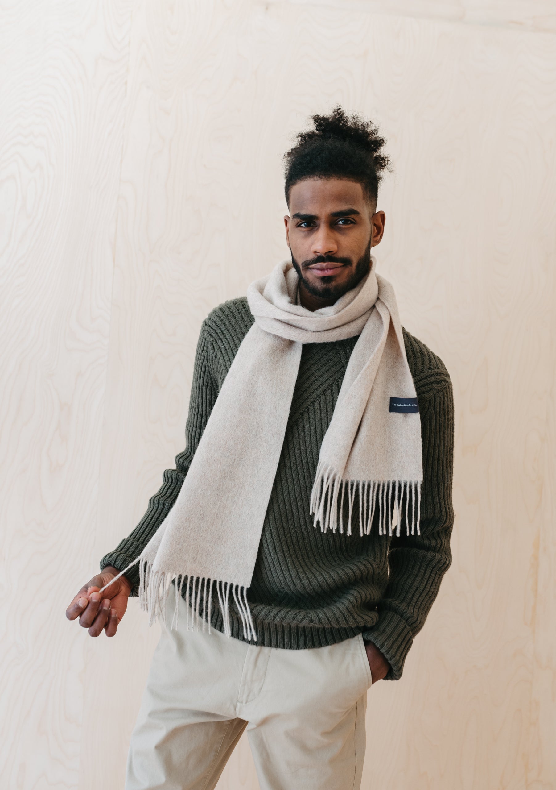 Men's Lambswool Scarf in Oatmeal Melange – TBCo