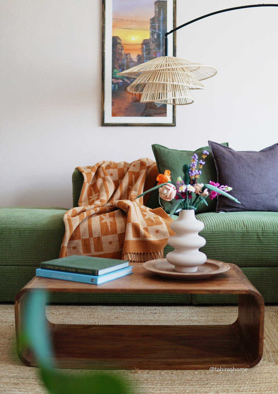 Lambswool Blanket in Almond Celestial Tile Jacquard