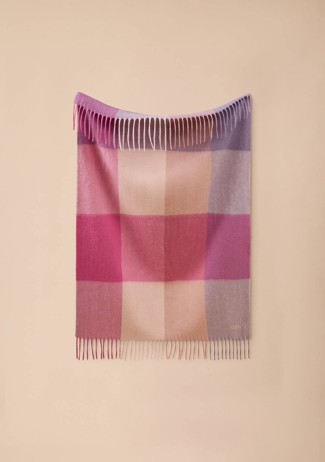 Lambswool Baby Blanket in Pink Block Check
