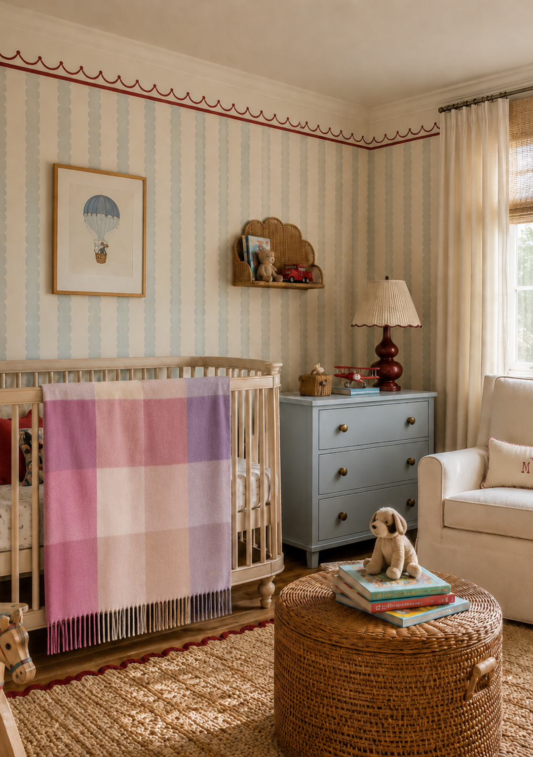 Lambswool Baby Blanket in Pink Block Check