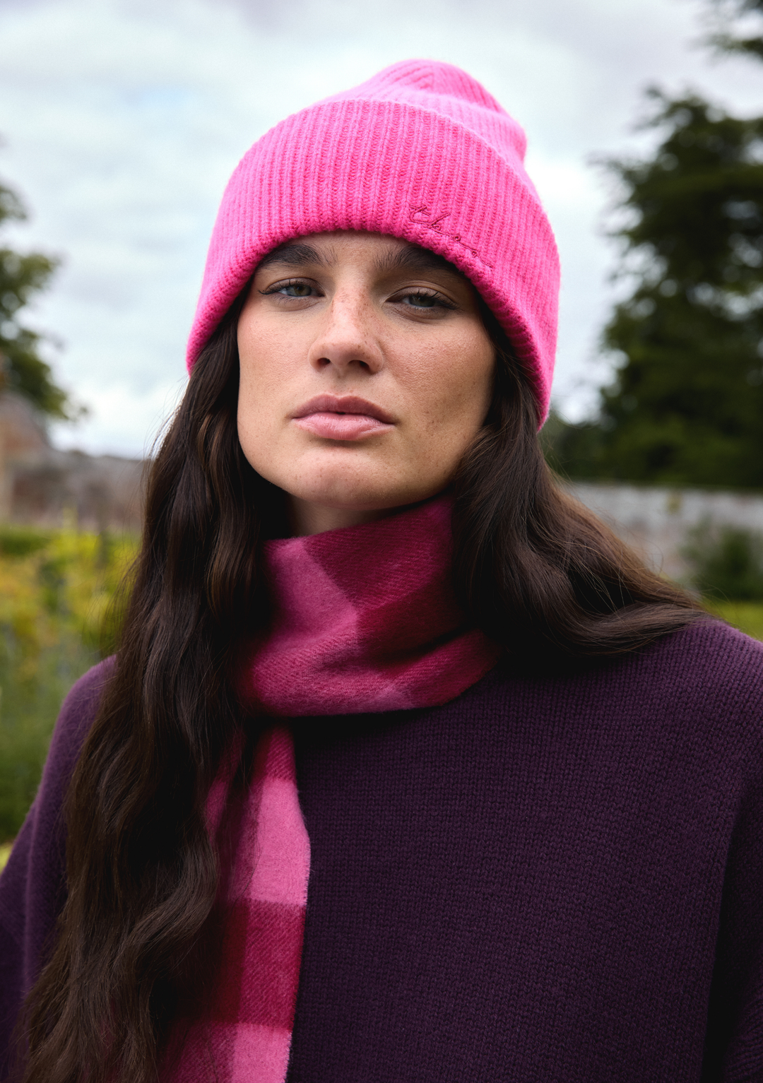 Bonnet en mérinos rose