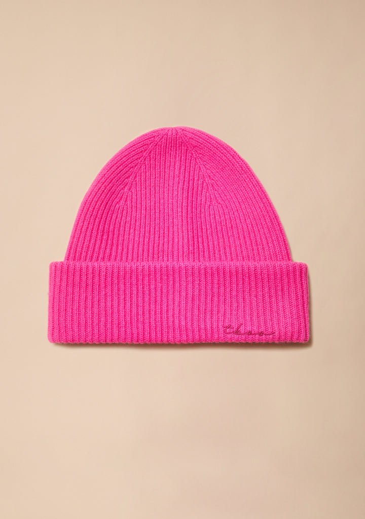 Bonnet en mérinos rose