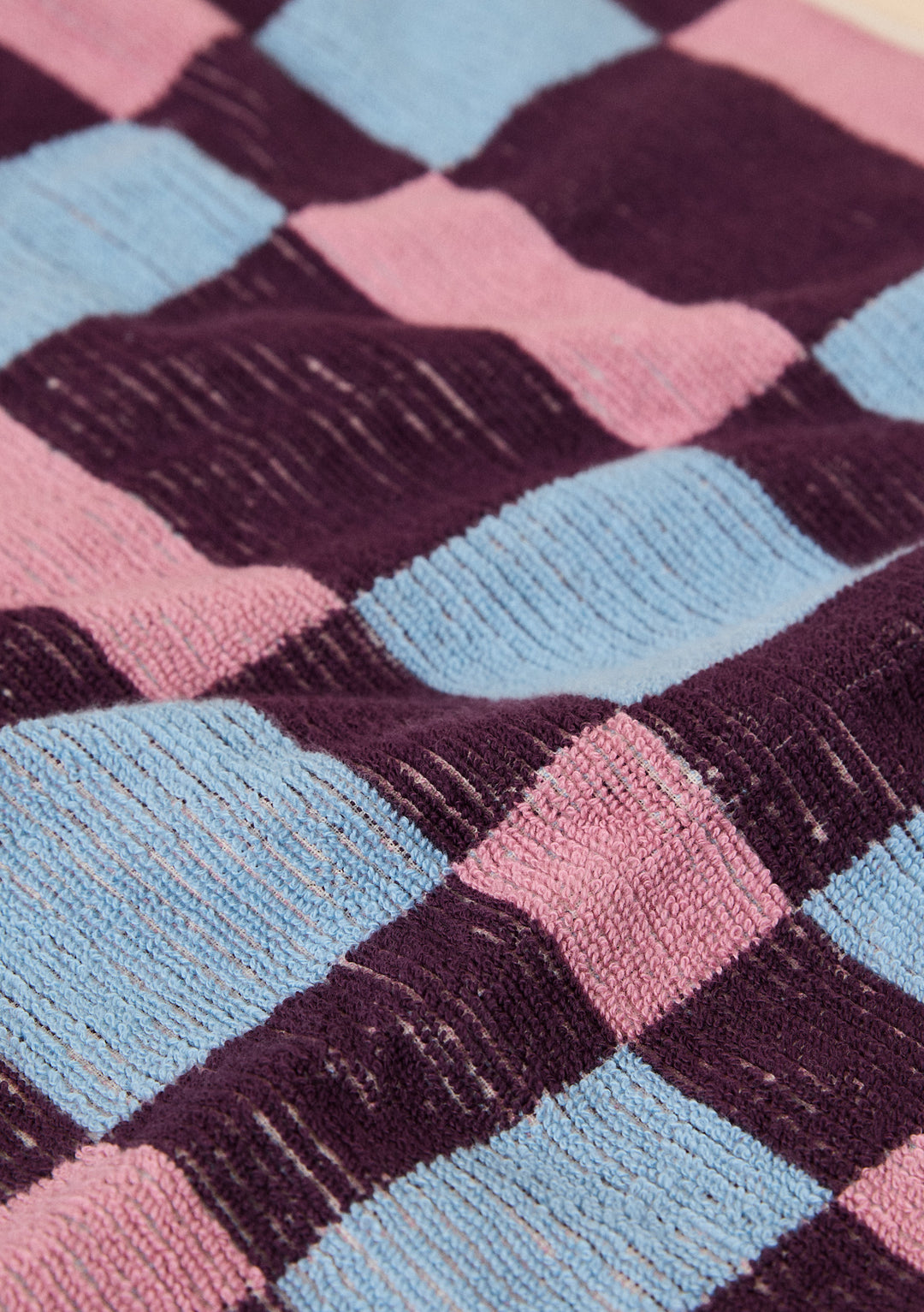 Cotton Beach Towel in Pink Cabana Check