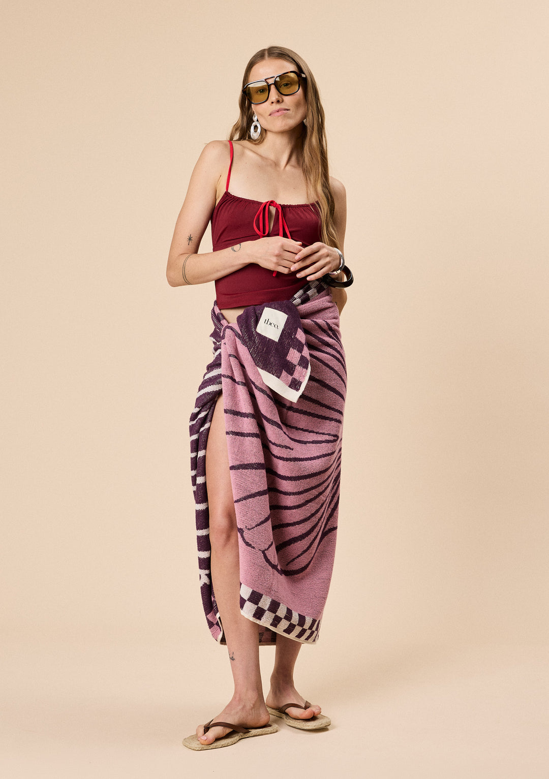 Cotton Beach Towel in Pink Shell