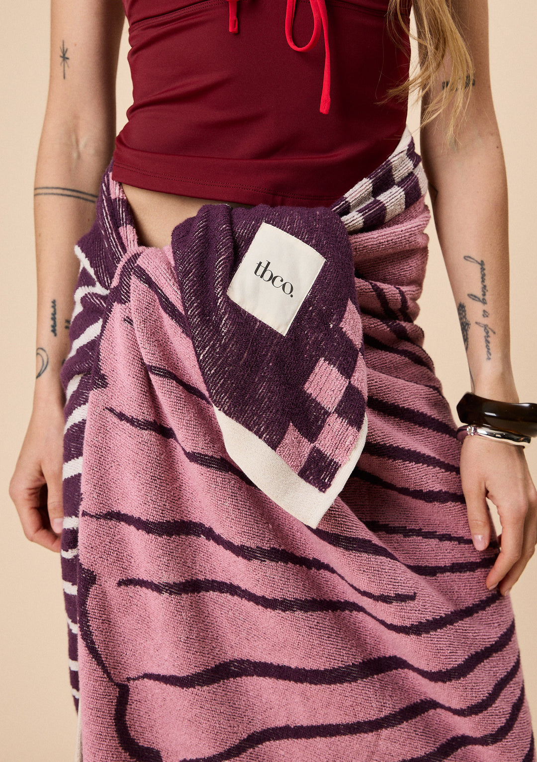 Cotton Beach Towel in Pink Shell