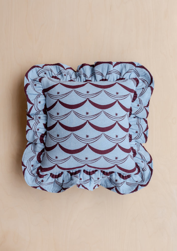 Housse de coussin en coton bleu cirque 