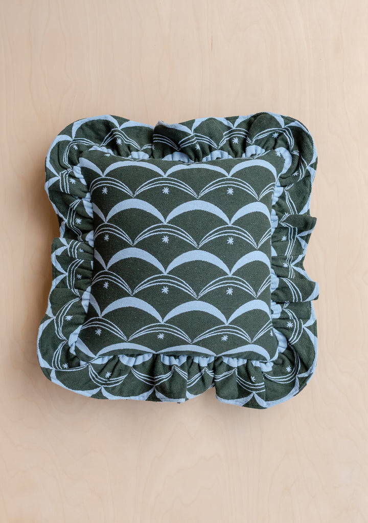 Housse de coussin en coton vert cirque 
