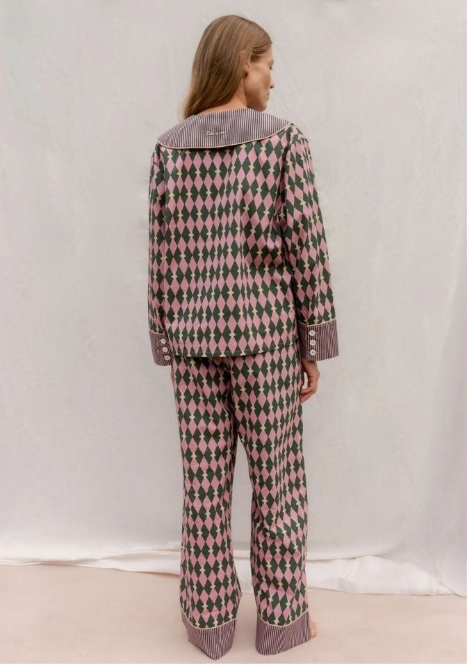 Pyjama en coton rose arlequin