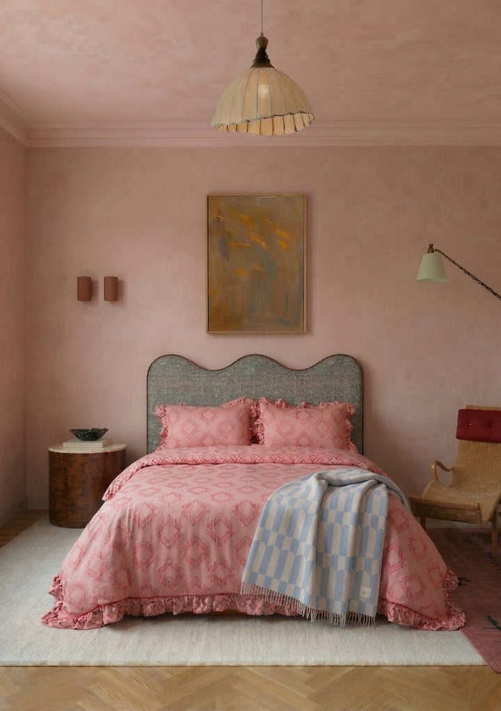 Bettwäsche-Set aus Baumwolle mit rosa Diamantmuster