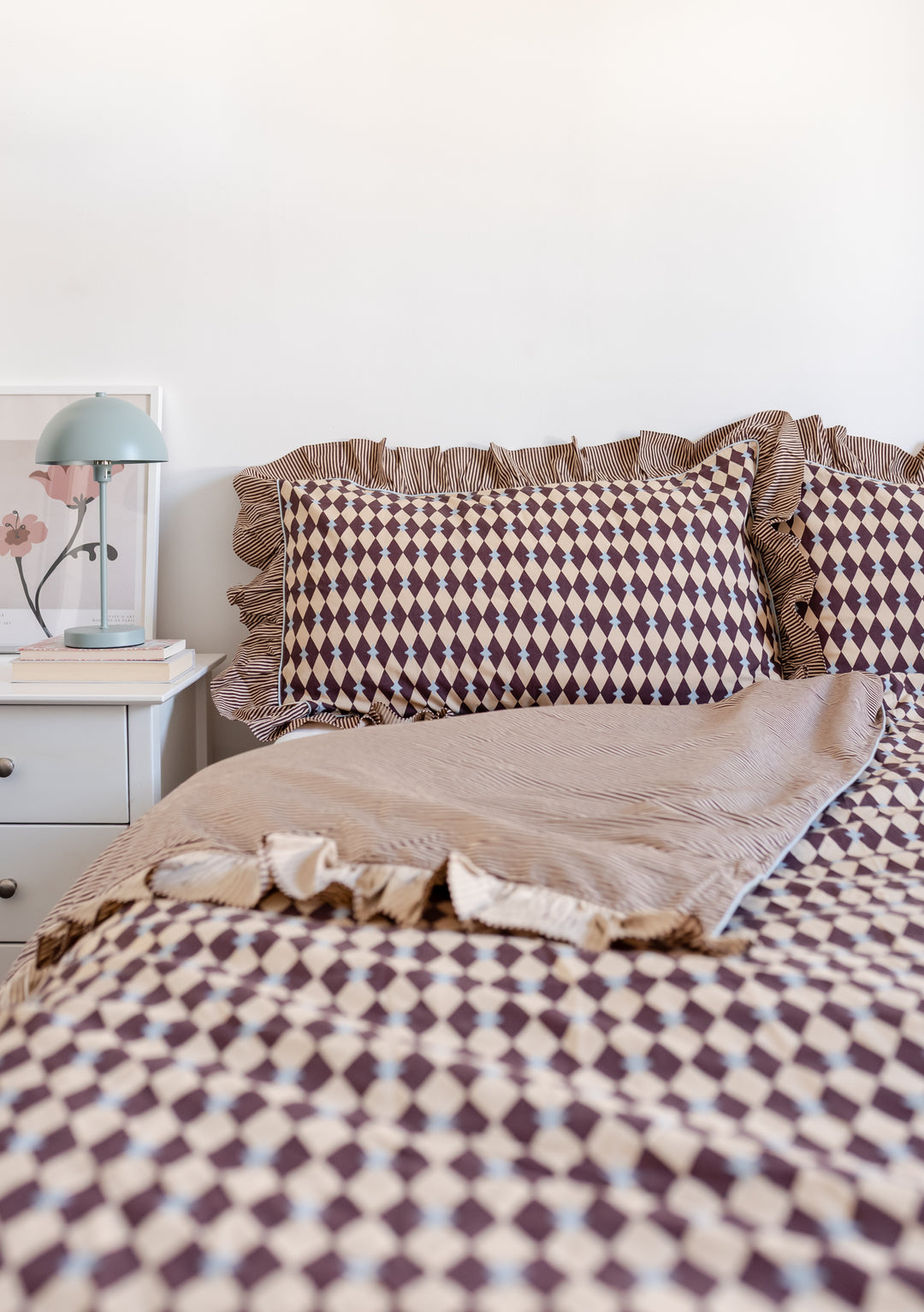 Bettbezug aus Baumwolle in Camel Harlequin