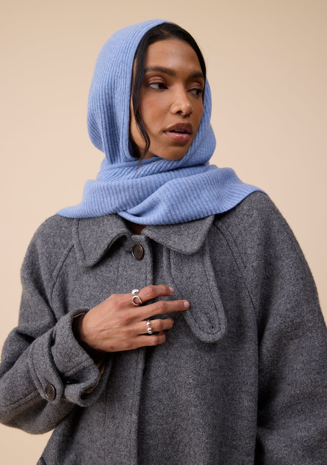Merino Wool Hood in Blue