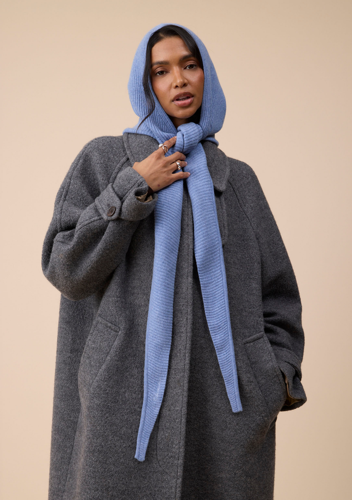 Merino Wool Hood in Blue