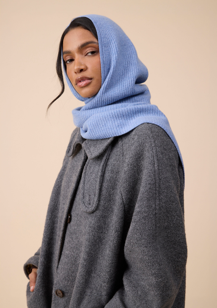 Merino Wool Hood in Blue