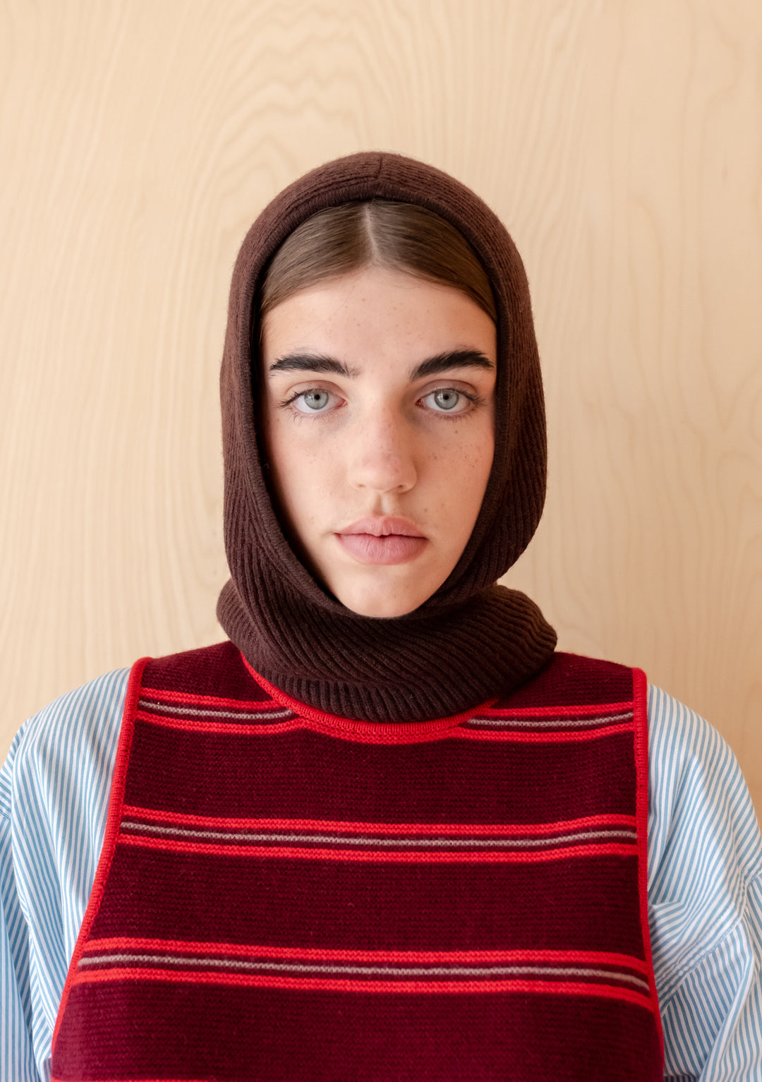 Merino-Kapuze in Braun Zweifarbig