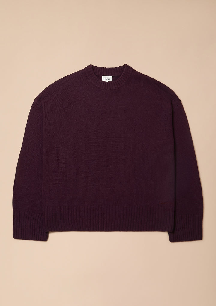 Merino Wool Crew Neck Jumper in Fig