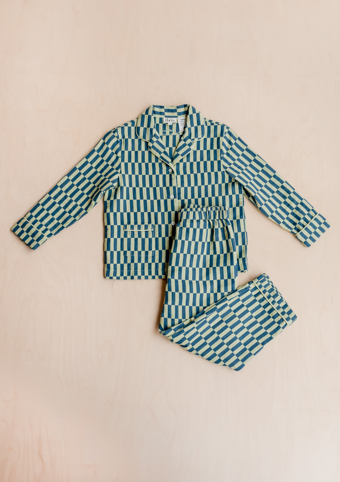 Tbco Pyjamas Cotton Kids Pyjamas in Green Checkerboard – TBCo