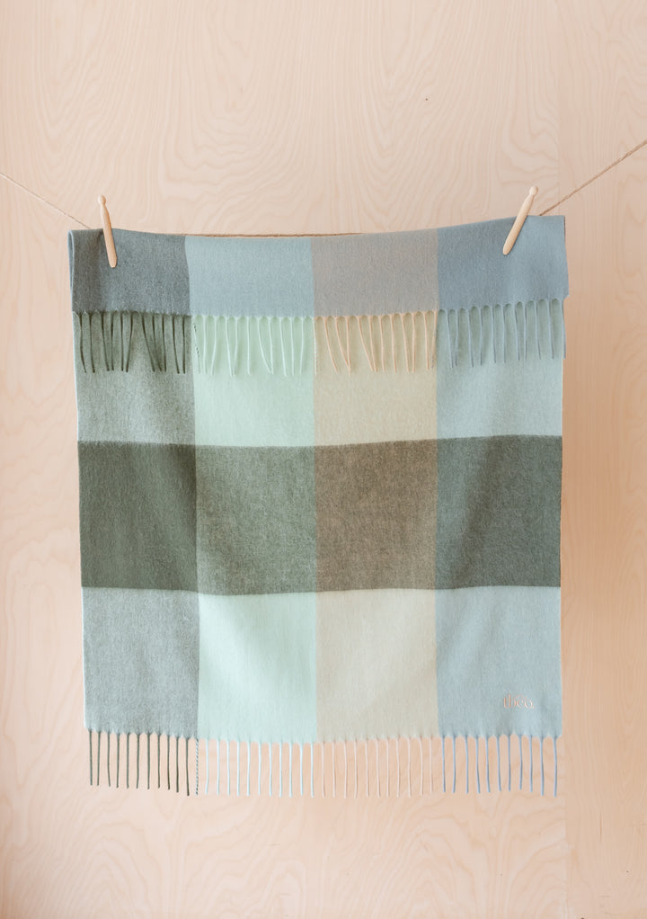Lambswool Baby Blanket in Forest Block Check