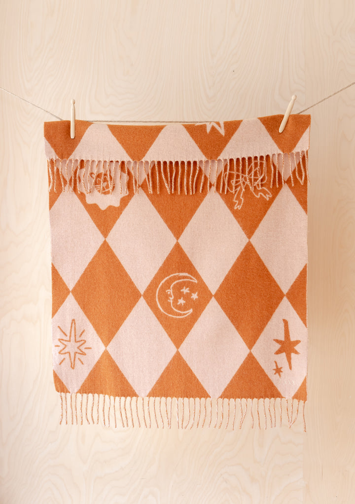 Couverture bébé en laine d'agneau en jacquard Harlequin 