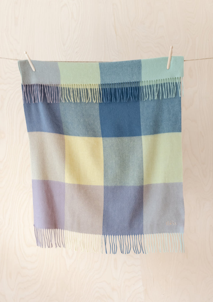 Lambswool Baby Blanket in Slate Block Check