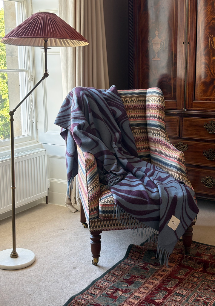 Lambswool Blanket in Blue Marble
