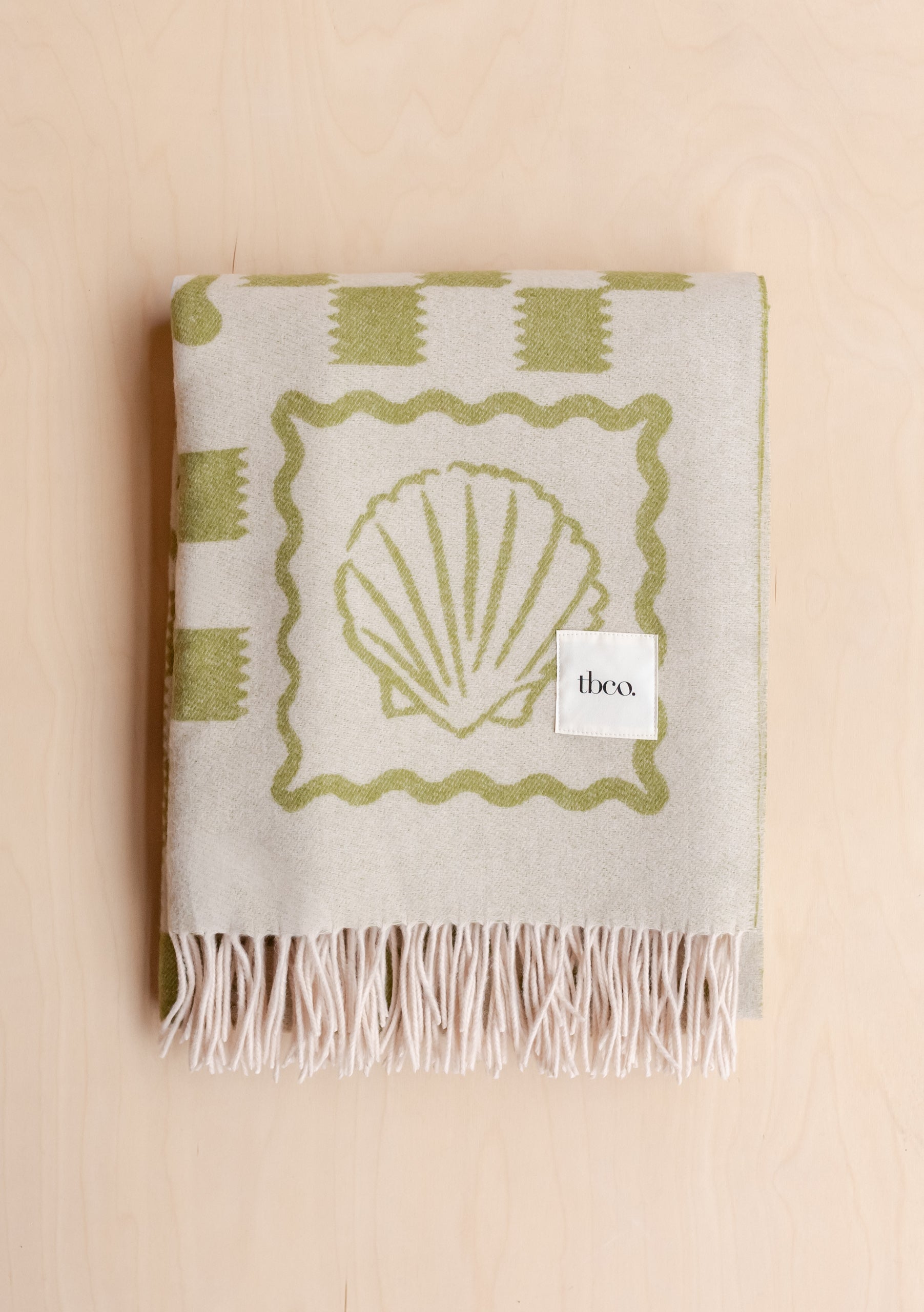 TBCo Lambswool Blanket in Green Motif