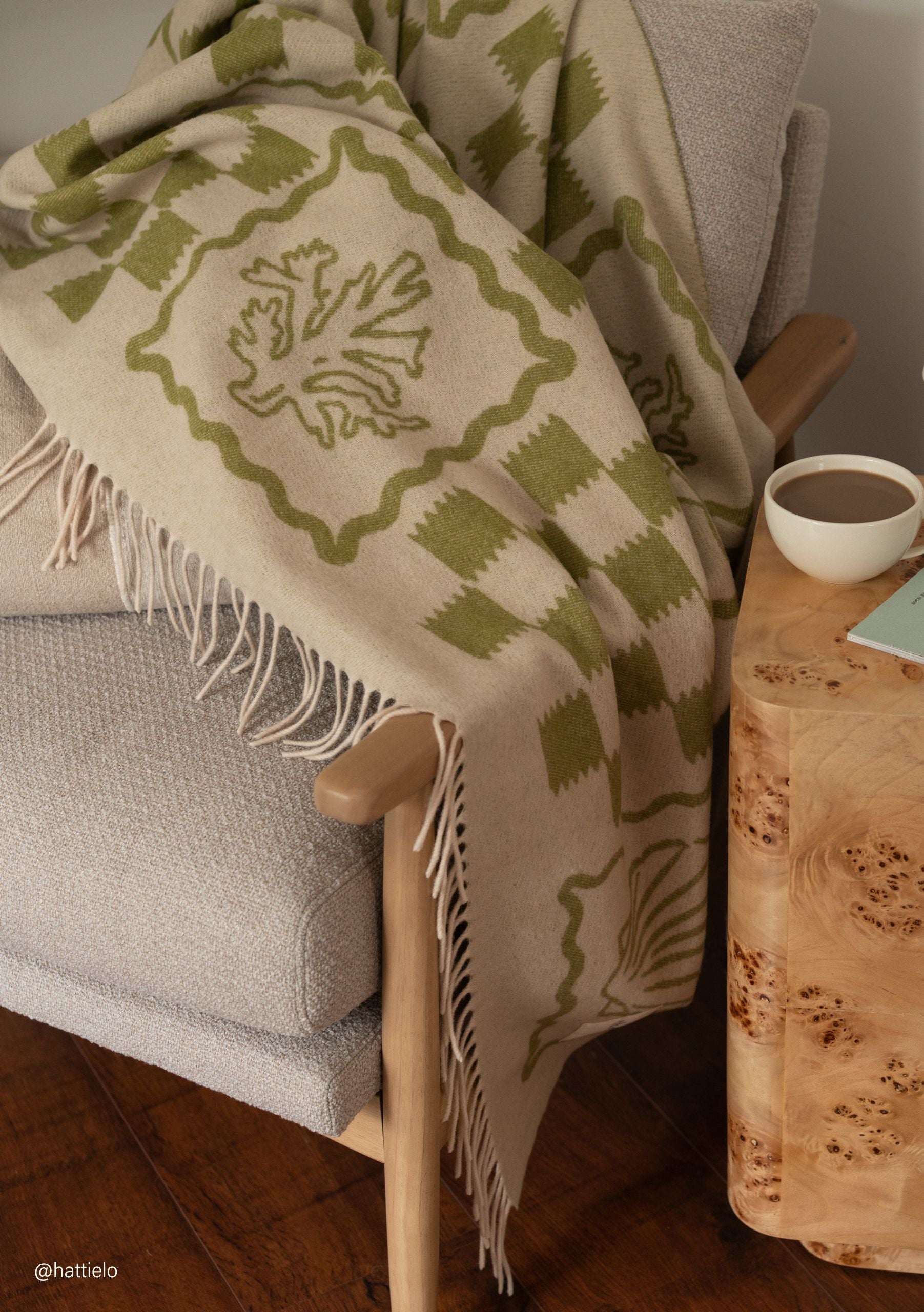 TBCo Lambswool Blanket in Green Motif