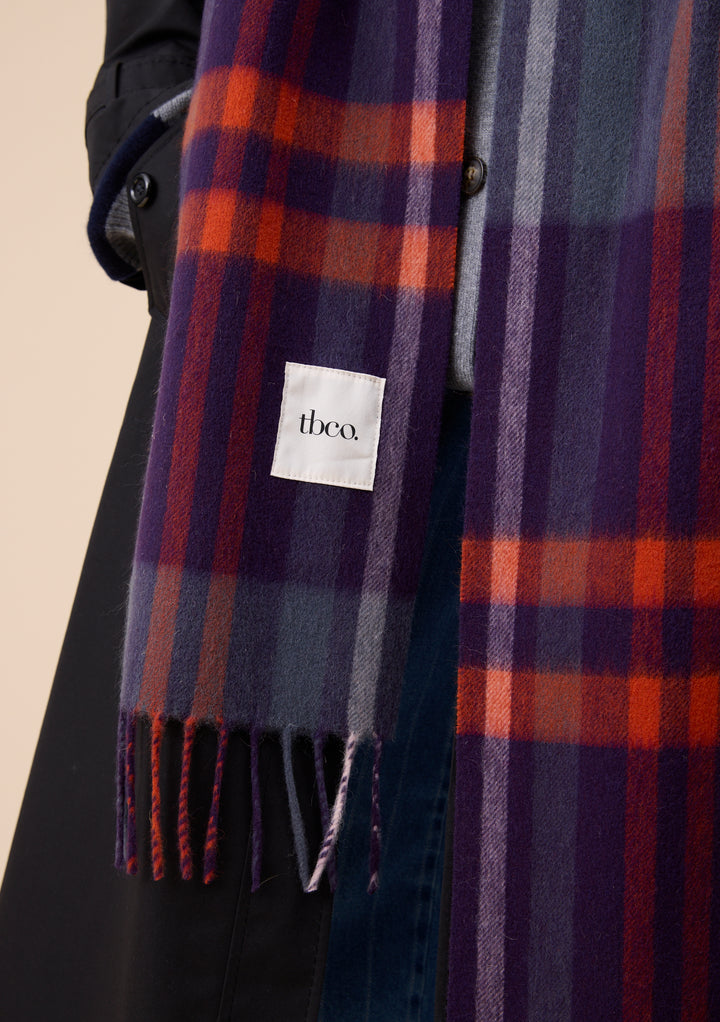 Lambswool Skinny Scarf in Blue Modern Tartan