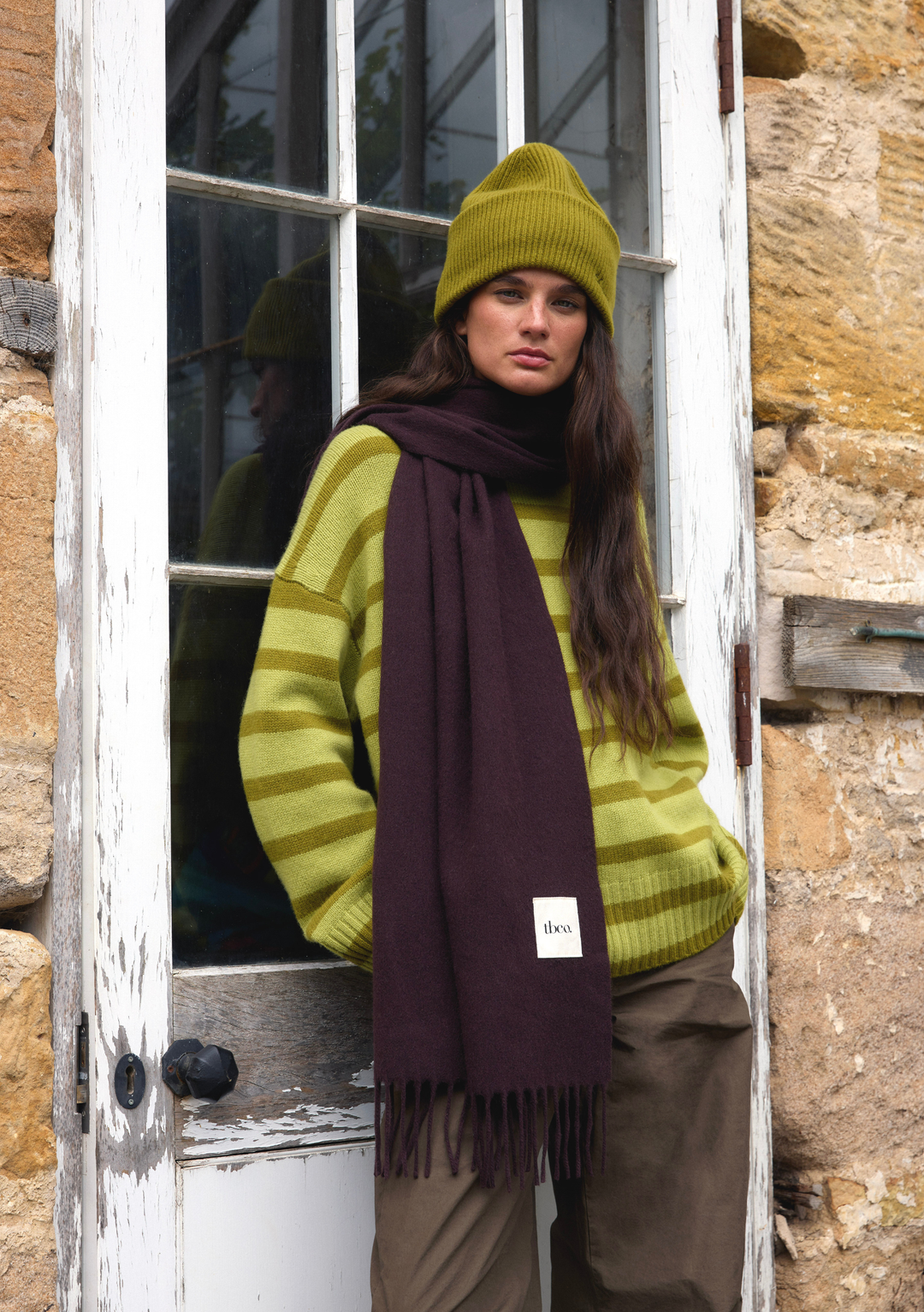 Lambswool Oversized Scarf in Brown