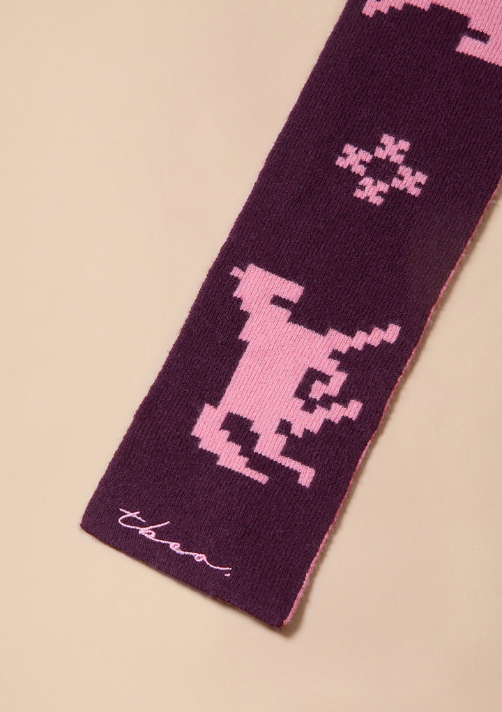 Merino Wool Skinny Scarf in Burgundy Gallop