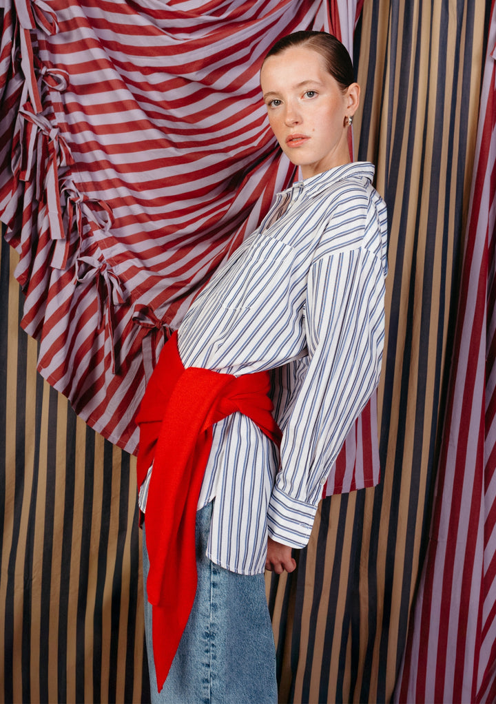 Large Merino Triangle Scarf in Red