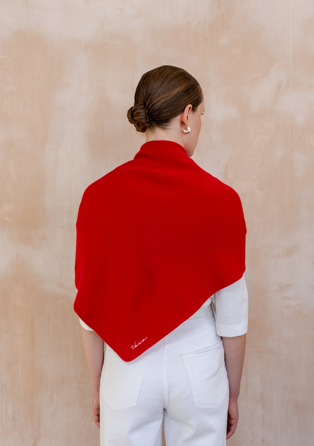 Large Merino Triangle Scarf in Red