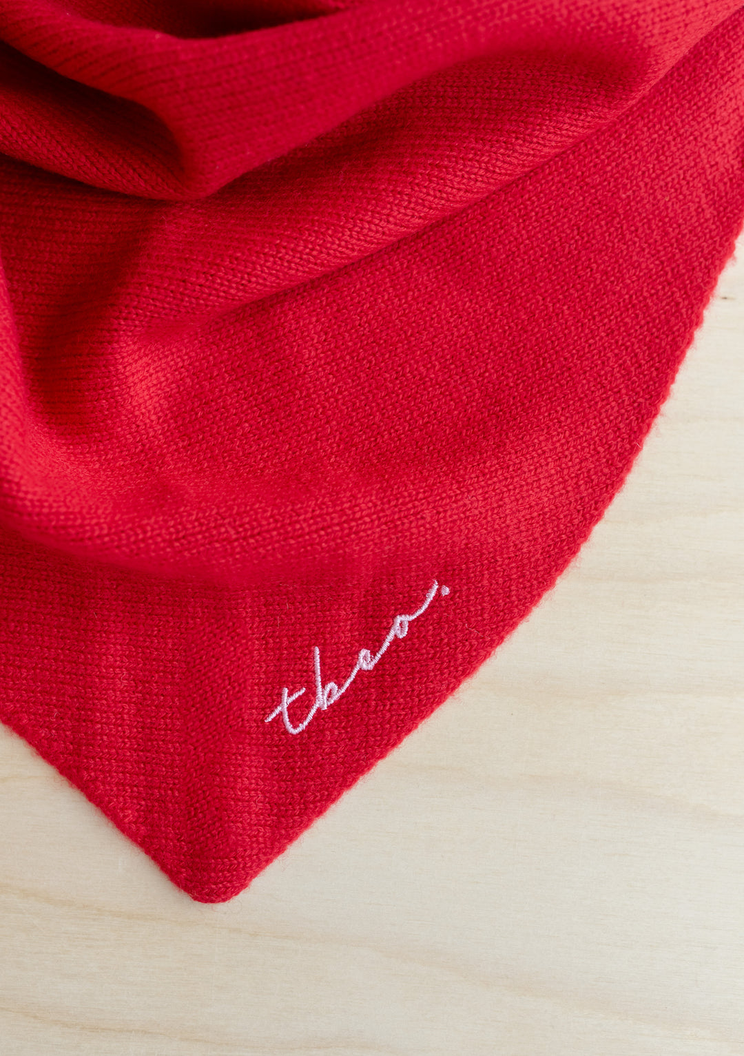 Large Merino Triangle Scarf in Red