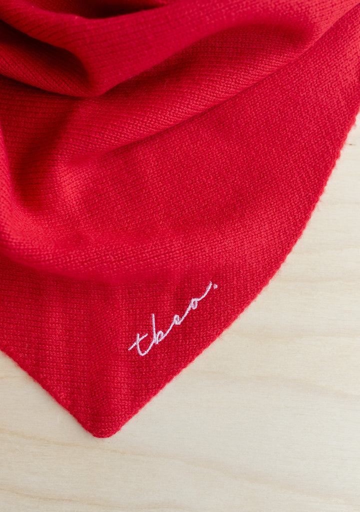 Large Merino Triangle Scarf in Red