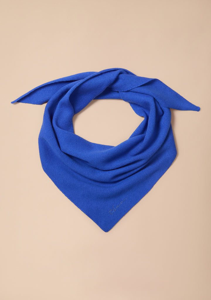 Merino Wool Triangle Scarf in Cobalt Blue