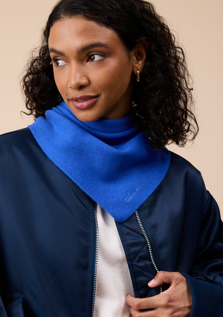 Merino Wool Triangle Scarf in Cobalt Blue
