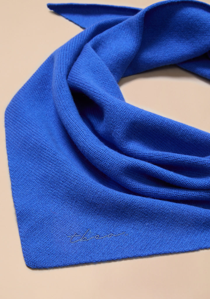 Merino Wool Triangle Scarf in Cobalt Blue