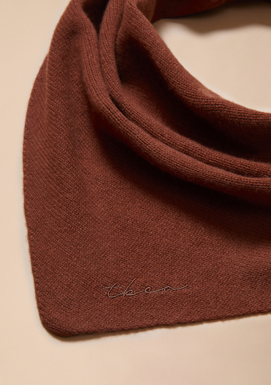 Merino Wool Triangle Scarf in Brown